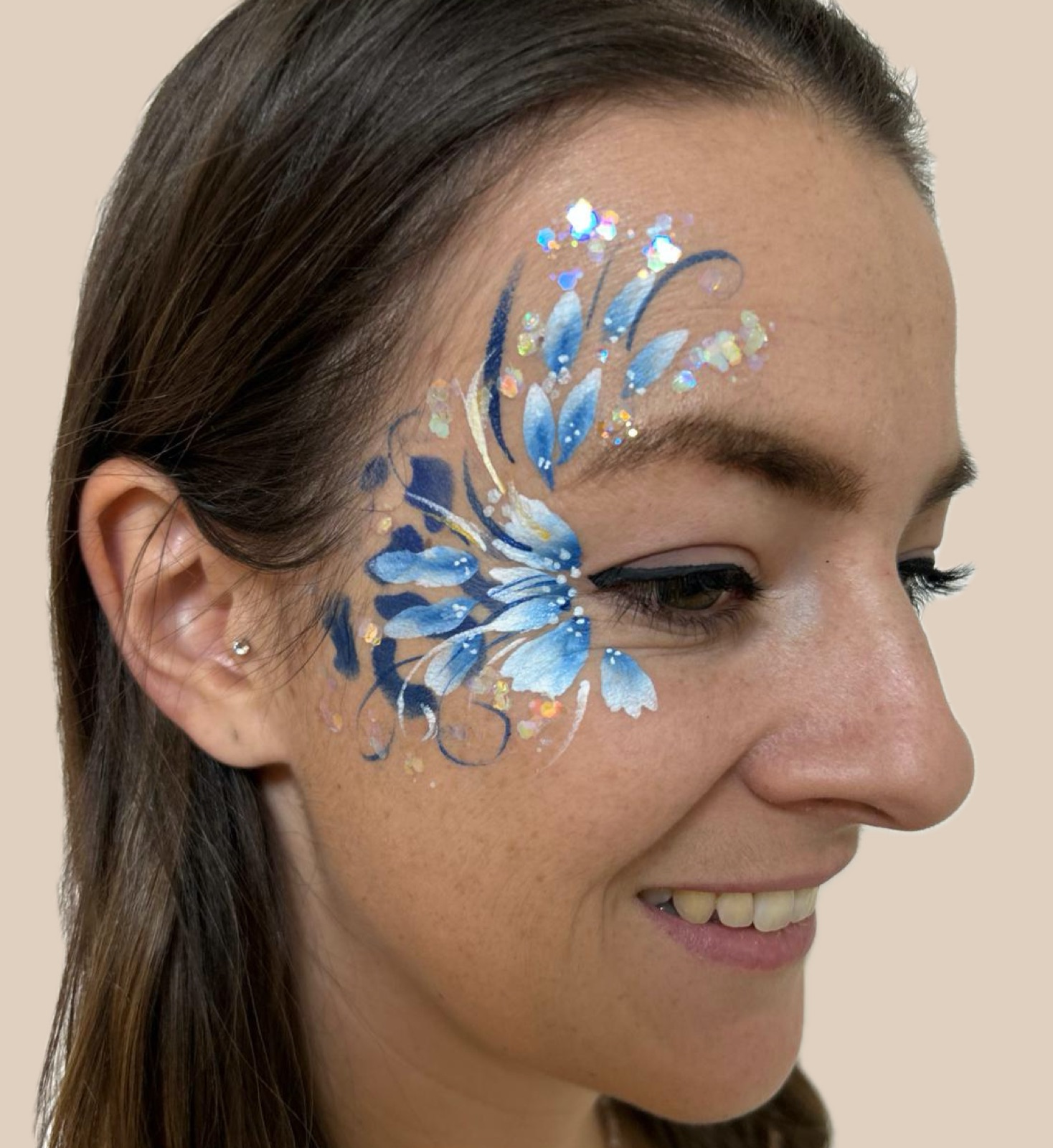 Blaue Blumen Face Art